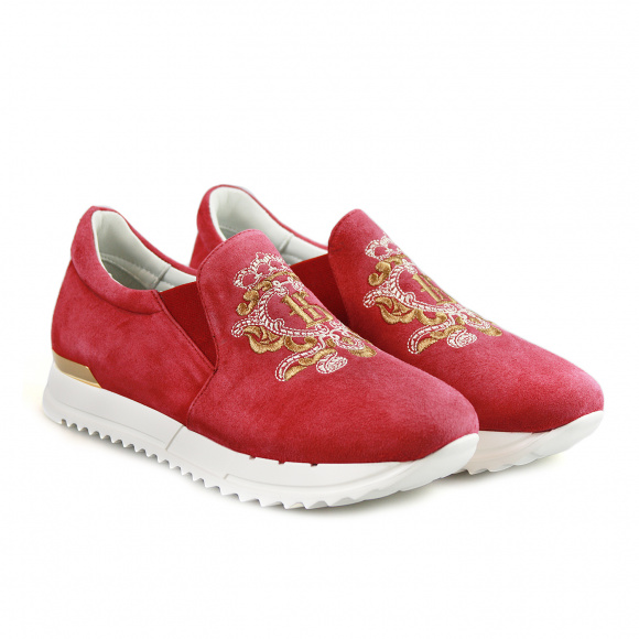 Дамски обувки от червен велур