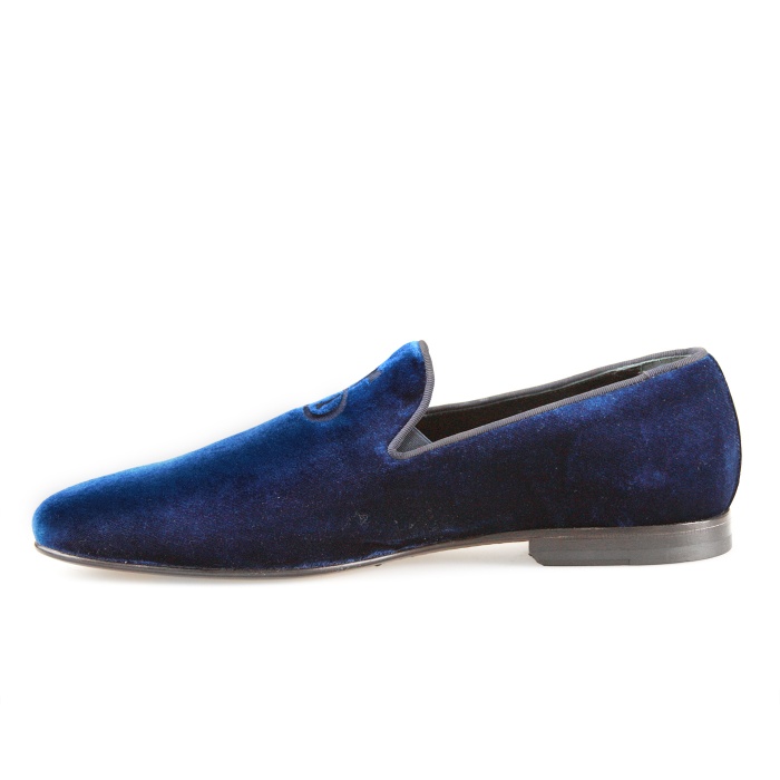 Мъжки елегантни обувки от синьо кадифе